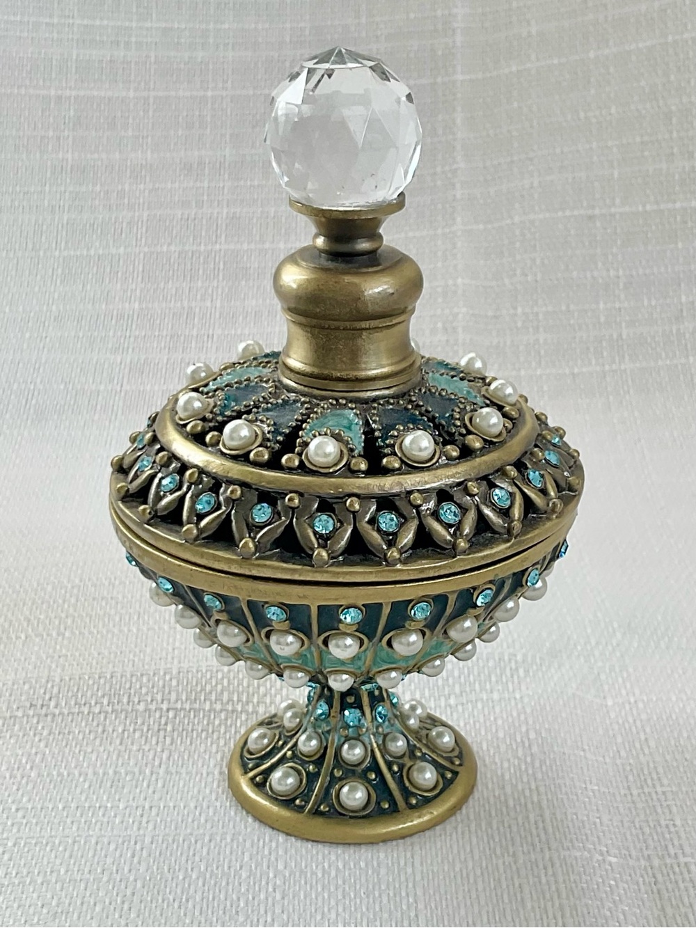 VINTAGE Two’s Company Austrian Crystal Cloisonné Perfume Bottle
